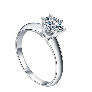 【一心一意】梵蒂彩莫桑石s925银包金戒托定制简约四爪轻奢戒指