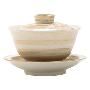 草木灰陶瓷盖碗旅行茶具一壶二三杯户外便携式露营泡茶快客杯套装