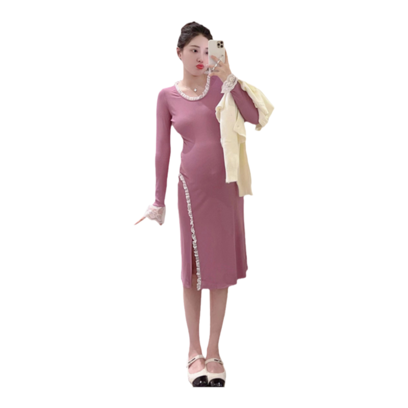 优密儿法式风蕾丝打底裙孕妇装