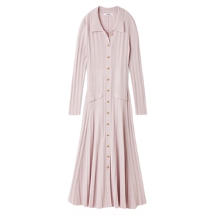 SNIDEL2025秋冬新品时尚翻领单排扣长袖收腰针织连衣裙SWNO255047