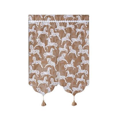 美式复古免打孔布艺门帘