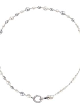 高级感真多麻灰珍珠混彩毛衣链