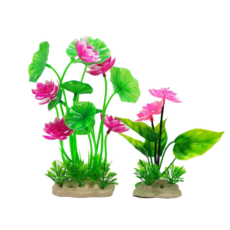 鱼缸仿真水草造景植物摆件鱼缸装饰仿真荷花塑料水草假草套餐