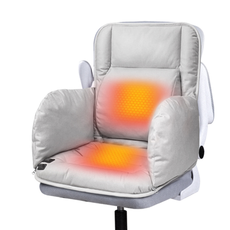 加热坐垫办公室靠背一体久坐发热连体腰靠椅垫石墨烯电热保暖座垫