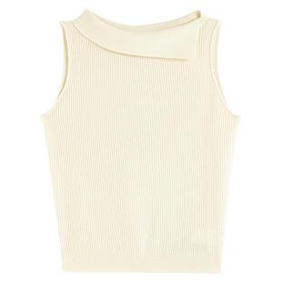 EXCEPTION例外针织马甲翻领设计气质无袖背心薄吊带夏季