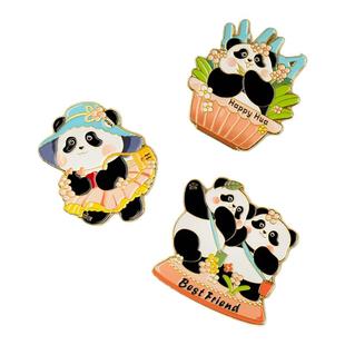 成都熊猫花花金属文创冰箱贴磁贴熊猫基地纪念品可爱高级感伴手礼
