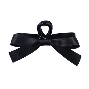 赫本风黑色蝴蝶结抓夹女大号高级感盘发网红发夹后脑勺鲨鱼夹头饰