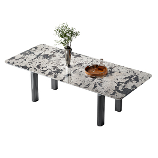 加澄雪山飞狐大理石餐桌极简高档餐桌天然奢石大户型大餐桌可定制