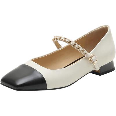 思加图春季复古方头玛丽珍鞋单鞋粗跟女皮鞋C2391AQ4