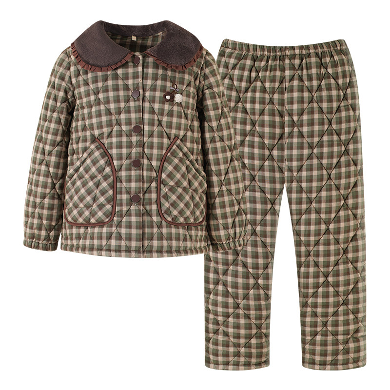康汝雅冬季加厚纯棉布夹棉家居服