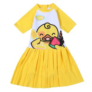 LTDuck小黄鸭儿童泳衣夏女款连体公主裙小女孩可爱泡温泉女童泳装