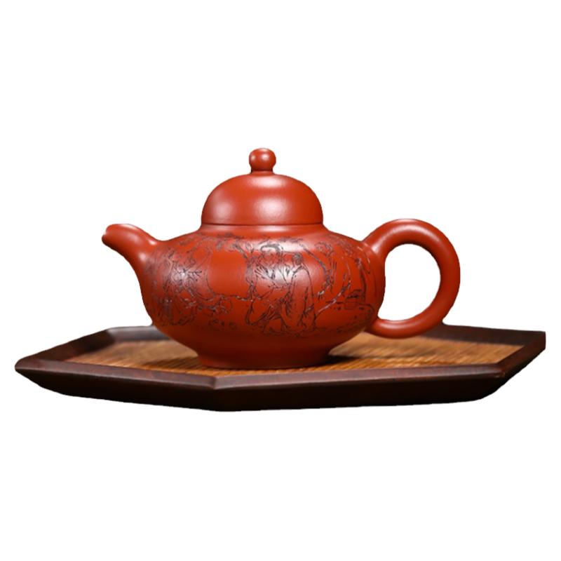 名壶秋月华颖原矿朱泥紫砂茶壶