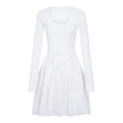 芭蕾风优雅U领蓬蓬裙长袖连衣裙