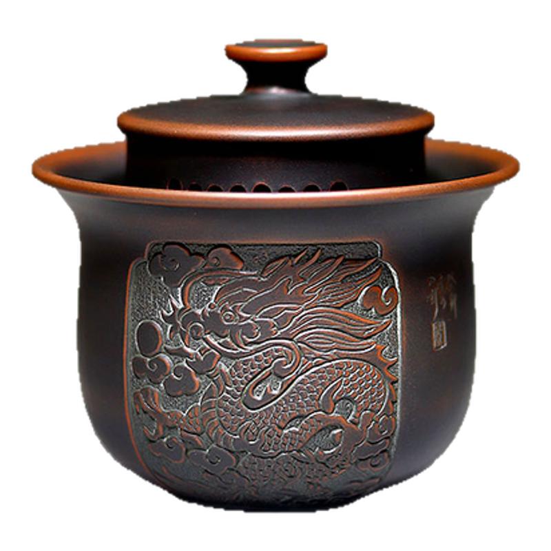 新款盖碗钦州坭兴陶手抓壶茶壶茶碗纯手工龙凤精品小心肝复古中式