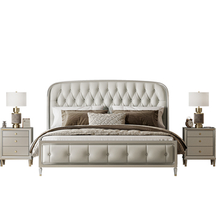 美式床实木床1.8米双人贝伦床法式高箱储物1.5米现代轻奢大床主卧