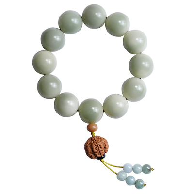 盘玩佛珠渐变绿白玉菩提温润如玉