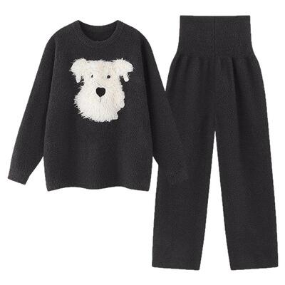 末里末半边绒睡衣秋冬家居服套装