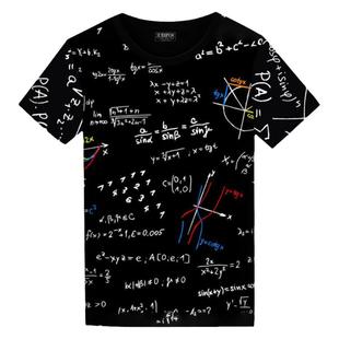 公式符号学霸T恤短袖速干薄款半截袖数理化学生装宽松tee潮流短裤