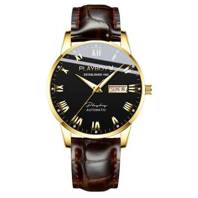 正品花花公子超薄男手表真皮带