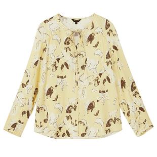 【刘涛同款】YINER音儿女装夏季优雅斜纹绸光泽印花桑蚕丝上衣