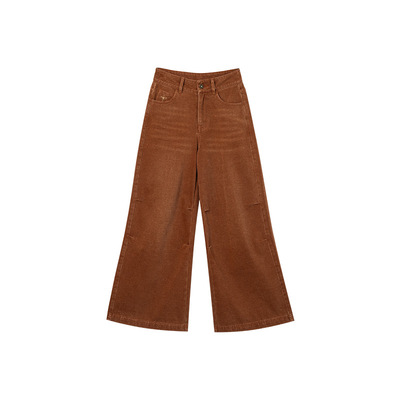 一城画一冬季宽松气质显瘦高腰复古风直筒微喇长牛仔裤14462B164