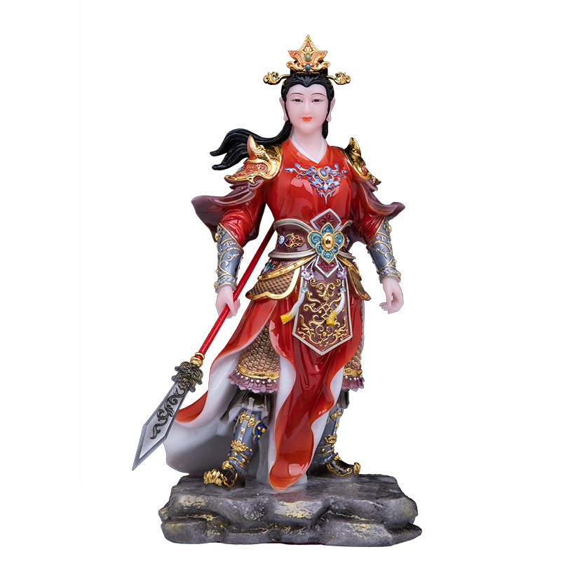 汉白玉女将军神像穆桂英摆件