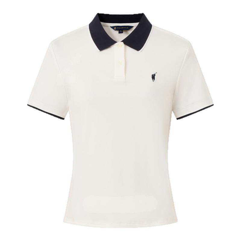 POLOWALK女式短袖POLO衫2026夏季新品撞色翻领修身显瘦针织POLO衫