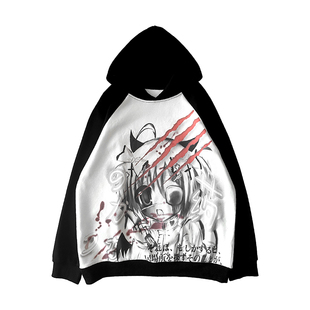 断片小说 原创暗黑原宿宽松小众插肩袖连帽卫衣亚文化秋冬上衣