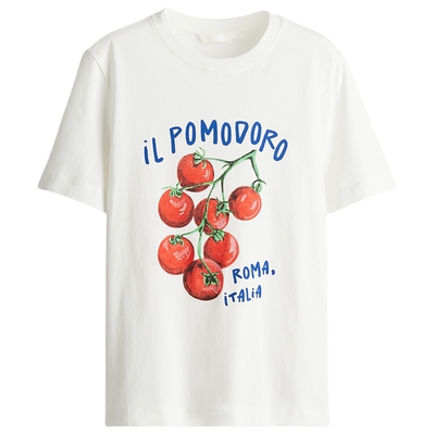 HM女装T恤夏季春日轻柔感穿搭圆领清新水果印花度假短袖1293967