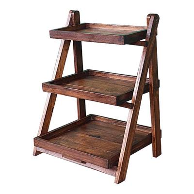 柚木免安装木质通用置物架可折叠