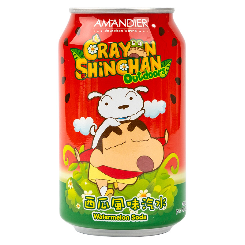 蜡笔小新联名西瓜风味汽水AMANDIER气泡水高颜值网红碳酸饮料罐装