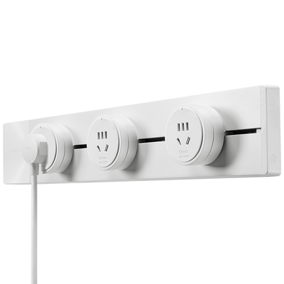 公牛轨道插座奶油白艺术风可移动