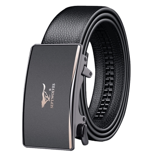 七匹狼皮带男真皮腰带内穿式自动扣头层牛皮高档商务裤带内扣正品