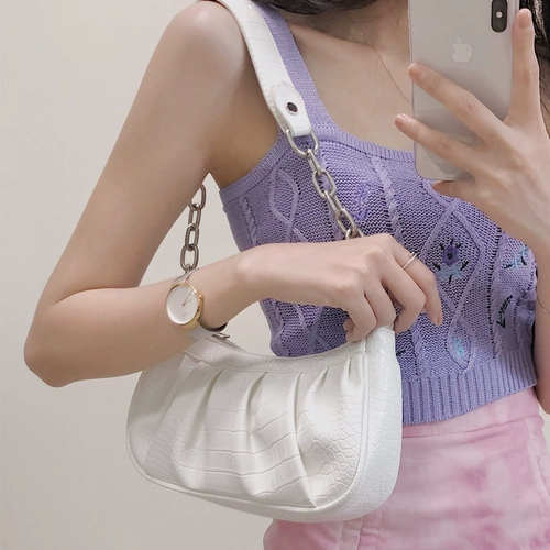 Сумка через плечо, сумка подмышку, белая универсальная сумка для телефона на одно плечо, коллекция 2023, крокодиловый принт