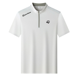 TaylorMade泰勒梅高尔夫球服夏季男士短袖立领速干运动休闲T恤男