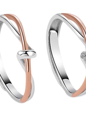 双生结纯银对戒情侣款一对男女生情侣戒指小众设高级感纪念礼物