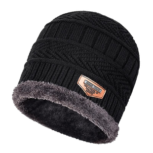 卡帝乐鳄鱼帽子男士冬天加绒加厚防寒保暖棉帽骑车冬季针织毛线帽