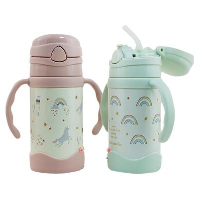 现货Afternoon tea宝宝吸管保温杯304不锈钢婴儿童280ML带把手柄