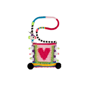 小黄香蕉手钩彩色编织多功能包包女毛线针织斜挎包度假风多巴胺粉