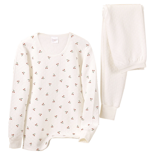 三层夹棉保暖内衣套装少女胖mm秋冬内搭纯棉睡衣加厚加长秋衣秋裤