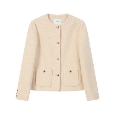 滨波长袖粗花呢小香风西装外套