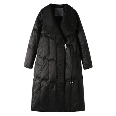 90白鸭绒羽绒服女中长款2025冬季新款高级感加绒加厚保暖大衣外套