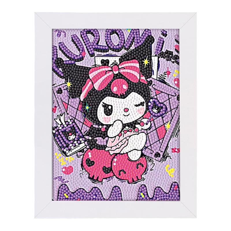 2025新款库洛米钻石画卡通儿童diy女孩手工钻石粘贴画高颜值带框