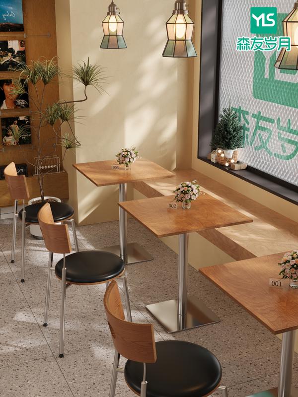 网红餐饮桌椅咖啡厅甜品店桌子海洋板椅子奶茶冷饮糖水店小方桌子