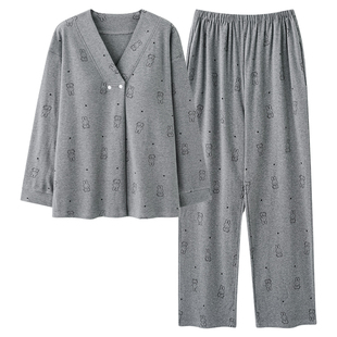 猫人睡衣女款2026新款月子服夏季纯棉带胸垫长袖秋产后哺乳家居服