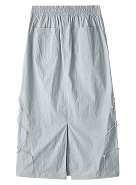 斯凯奇Targetto联名款春夏新款女士工装长裙潮流个性街头抽绳舒适
