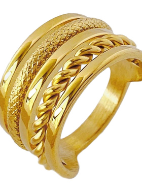 时尚钛钢戒指ring女戒女18k金色