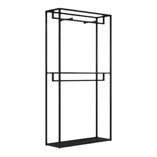 服装店展示架铁艺黑色服装架男女装店货架双层落地衣架陈列架包架