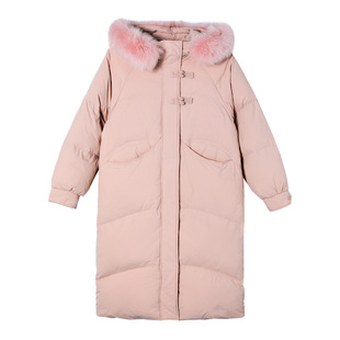 300大码羽绒服女200斤胖mm冬季巨显瘦国风中长款大毛领胖妹妹外套