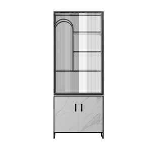 卫生间半墙屏风隔断柜客厅艺术画玻璃奶油风洗漱台置物架入户玄关